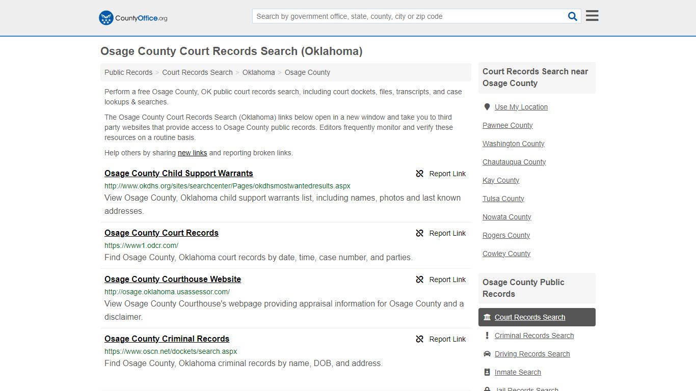 Osage County Court Records Search (Oklahoma) - County Office