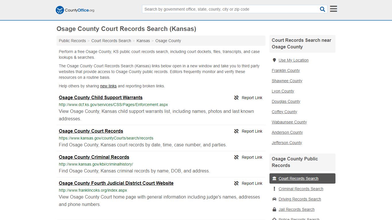 Osage County Court Records Search (Kansas) - County Office