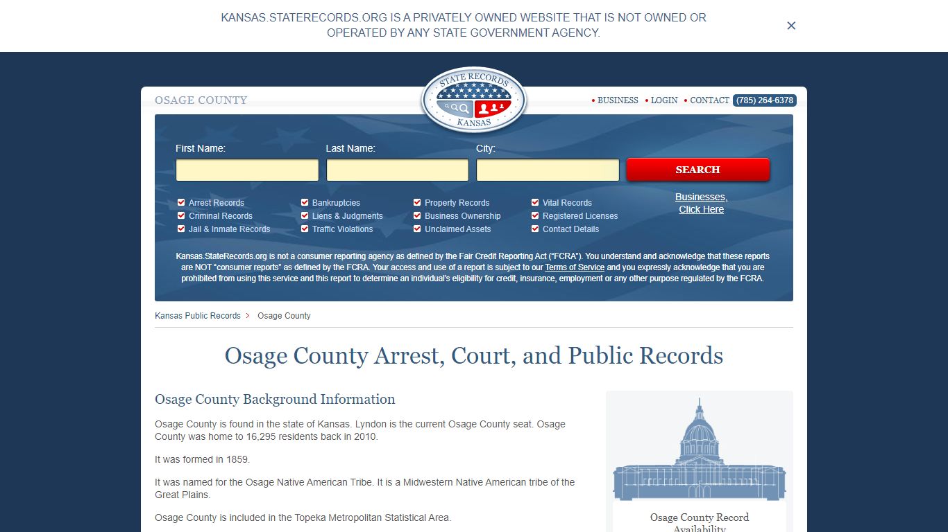 Osage County Arrest, Court, and Public Records